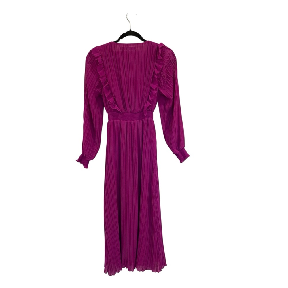 Zara Purple Pleated Ruffle Midi Dress Bloggers Favorite 4387/043 - Picture 5 of 11
